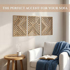 qmmp Modern Wooden Wall Sculptures - Set of 3 - Home Decor Accent - Large Wall Art for Living Room, Bedroom, Office - Easy Installation (Oak, Large - Direction) - Image 3