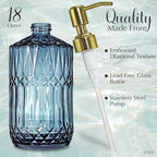 JASAI 18Oz Blue Glass Soap Dispenser with Golden Pump for Dish Soap - Image 2