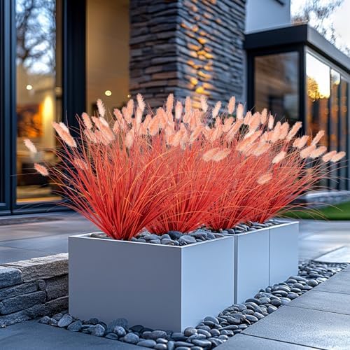 Ttranewsoo Fake Grass12 Pcs 16.5 Inch Faux Fall Grasses for Outdoor Planters, Orange Artificial Foxtail Grass with Fluffy Plumes, Autumn Ornamental Grass for Porch Pots, Patio and Harvest Decor - Image 5
