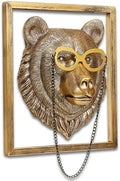 Newinhome Animal Heads Wall Decor (Includes Metal Frame) Resin Animals Sculptures Head Wall Hanging Decoration Gold vintage Wall Sculpture for Living Room Bedroom Office(Bear) by Newinhome