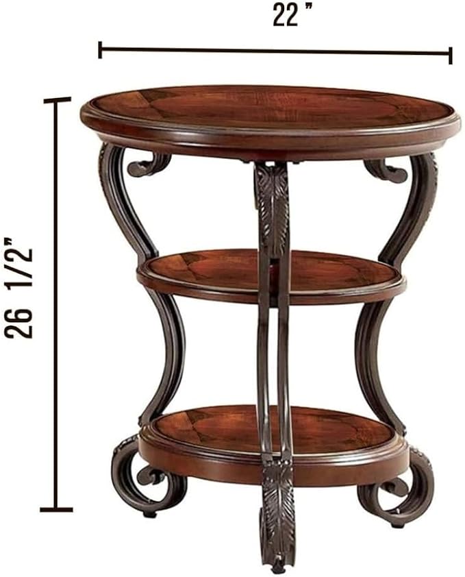 Traditional Style Brown Cherry 1pc Sofa Table Open Bottom Shelf Ornate Design - Image 8