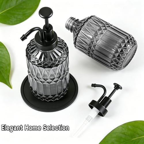 Amolliar 12 Oz Glass Soap Dispenser with Plastic Pump,Dark Grey,2 Pack - Image 7