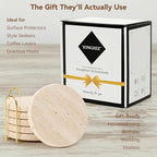 Travertine Marble Coasters Set of 6 with Holder, Cream Beige Stone - Image 7