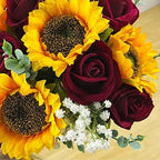 24PCS Fake Rustic Flowers Artificial Fall Sunflowers and Roses - Image 3