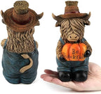 Thanksgiving Highland Cow Statue Pumpkin Decorations Fall Table Home Decor - Image 3