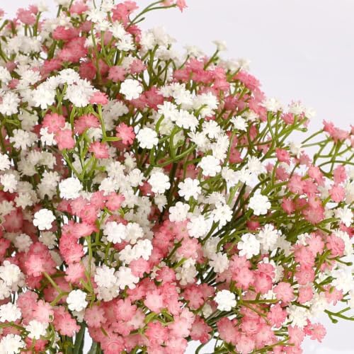 N&T NIETING Babys Breath Artificial Flowers Bulk, 15Pcs, Pink White - Image 4