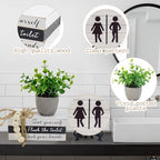 Bathroom Shelf Decor Signs, Book Stack and 3D Round Signs With Fake Plants, Funny Wooden Decor for Restroom Shelf Guest Bathroom (Flush the toilet) - Image 3