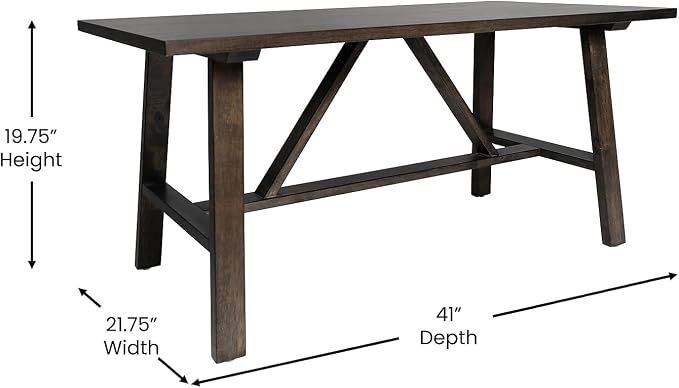 Flash Furniture Eli Farmhouse Trestle Coffee Table, Rustic Solid Wood Coffee - Image 3