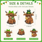 St Patricks Day Highland Cow Figurines Decor, Highland Cow Statue with Leprechaun's Gold Coins and Shamrock, St. Patrick's Day Gifts Resin Hanging Ornaments Statue for Party Home Table Decoration - Image 3