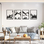 LONGKING 4 Pack Metal Wall Art, Mountain Iron Wall Sculpture, Art Wall Décor for Office, Dining Room, Living Room, Bedroom (Black, 17 x 12 in) by LONGKING