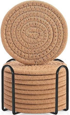 Woven Drink Coasters with Holder, Coasters for Drinks Set of 10 by ABenkle