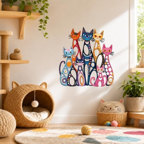 Wesiti Cat Wall Art Decor Iron Wall Sculptures Decor, 10.6 x 11.4 Inches - Image 6