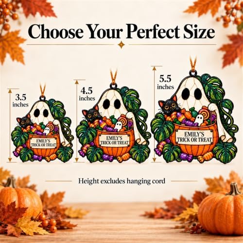 Halloween Tree Ornaments, Personalized Ghost Black Cat Candy Acrylic Decor - Image 3