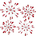Hicarer 4 Pcs Starburst Wall Decor, Bling Metal Wall Art, Red - Image 2