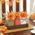 Fall Mason Jar Centerpiece for Table with Artificial Flowers - Image 3