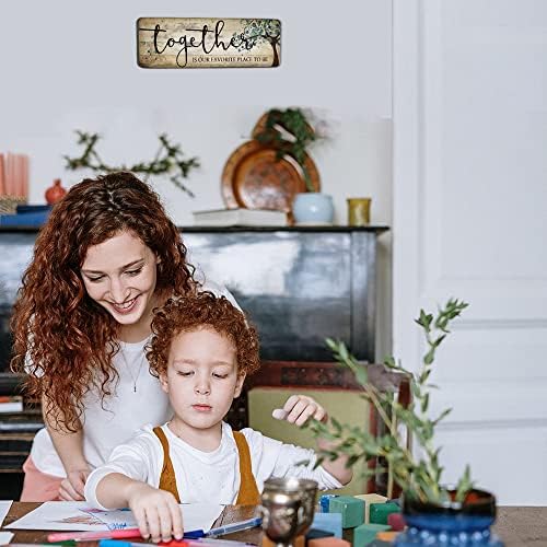 Family Art Decor Inspirational Quotes Wall Hanging Sign - Together is Our Favorite Place to Be - Motivational Home Art Decor Wood Plaque Sign 16"x5" - Image 3