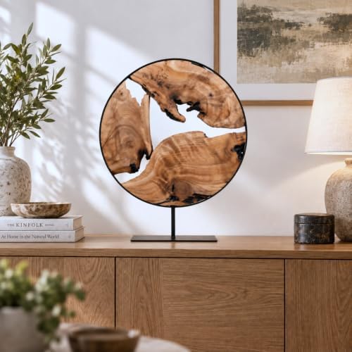 WELLAND Irregular Wood Sculpture, Tabletop Sculpture Collectible Decoration for Home Office Decor (Extra Large) by WELLAND