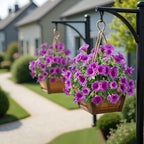 Purple Artificial Morning Glory Flowers for Outdoor Planters, Premium UV Resistant Silk Faux Flowers for Porch, Hanging Basket & Window Box, Cottage Garden Decor, No Pot, 13.3 Inch, 4 Bundles - Image 6