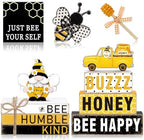 11 Pcs Bee Table Decorations Bee Tiered Tray Decorations Set Gnome Stack Signs Honey Farmhouse Rustic Wooden Table Centerpieces for Home Party by Quzzil