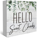 Rustic Bathroom Decor Farmhouse Hello Sweet Cheeks Wooden Sign, Toilet Rules Decoration for Farmhouse Apartment Shelves Toilet Restroom Home Tabletop Desk, Modern Toilet Shelves Accessory (Eucalyptus1) by Unknown