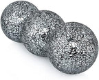 MDLUU 4" Decorative Orbs, Mosaic Sphere Balls, Centerpiece Balls for Bowls, Vases, Dining Table Decor, Pack of 3 (Black Silver) - Image 2
