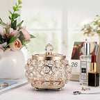 Hipiwe Crystal Jewelry Box with Glass Lid Small Gold Trinket Organizer - Image 6