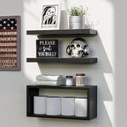 RICHER HOUSE 3-Set Black Floating Wall Shelves, Bathroom Shelf Over Toilet by RicherHouse