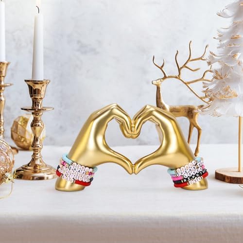 Heart Hand Sculpture, Gold Shelf Decoration Aesthetics for Room Bookshelf Coffee Table Dining Table Centerpiece, Birthday Gift and Memorial Gift for Women, Girlfriend Girls Mom. - Image 3