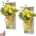 Wall Decor Mason Jar Sconces - Rustic Home Decor with Remote Control by HOMECOR