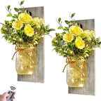 Wall Decor Mason Jar Sconces - Rustic Home Decor with Remote Control by HOMECOR