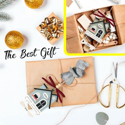 2Pcs House Warming Gifts New Home Ornament 2026 - Wooden First New Home Gift Idea for Couple, Women, or Families - 3D New House Keepsake with Key Design(Brown+Brown) - Image 6