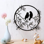 Ferraycle Metal Wall Art Bird on Tree Branch Silhouette Bird Hanging Ornament Porch Wall Decor for Living Room Outdoor Garden Bedroom Office Housewarming Party Decoration(Black) - Image 3