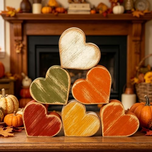 Wooden Hearts Fall Decor, Fall Decorations for Home - Image 3