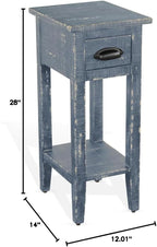 Sunny Designs Marina Farmhouse Mahogany Wood Chair Side Table in Ocean Blue - Image 2