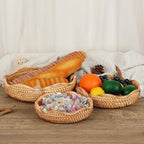 Hipiwe 10" Round Wicker Basket Key Bowl for Entryway, Large Rattan Trays - Image 5