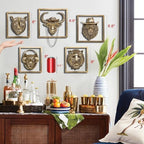 JJALIGHTS Exquisite Resin Animal Head Wall Sculpture (Gift Metal Frame) - Imitation Copper Vintage Decor for Living Room, Bedroom & Office | Decorative Wall Hanging Art (Rhinoceros) - Image 3