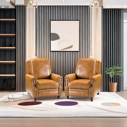 HULALA HOME Genuine Leather Manual Recliner Chairs Set of 2 - Image 6