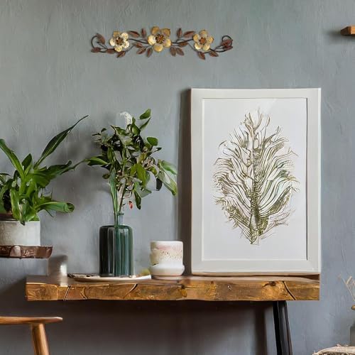Wesiti Metal Flower Wall Art Decor Vintage Wrought Scroll, Gold - Image 4