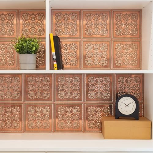 Peel and Stick Metal Backsplash Tiles, Patina Copper, 10-Pack - Image 3