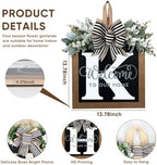 Ultra Large 14'' Last Name All Year Round Front Door Wreath with 26 Initial Letter Welcome Sign All Seasons Eucalyptus Garland and Bow Wreaths for Front Door Porch Farmhouse Decoration (K) - Image 4