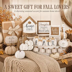 Reallnaive 18 Pcs Fall Tiered Tray Decor Set Neutral Wood Signs - Image 6