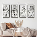 Bakovity Black Metal Wall Art, Abstract Woman Wall Decor, Minimalist Flower Line Decor, Modern Aesthetic Metal Wall Art for Bedroom Bathroom Living Room (4 Pcs, 17 x 9 in) by BakovityOutdoorGlovesGear