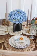 Briful Blue Hydrangea Artificial Flowers in Ceramic Vase, Black Vase Farmhouse Centerpieces for Tables, Dining Table Vase with Fake Flowers for Home Decor Indoor Kitchen Living Room - Image 6