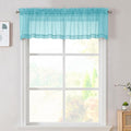 Aqua Sheer Valances for Windows 14 Inch Length 2 Pcs, Light Filtering Short by OVZME