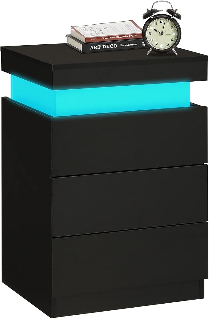 ADORNEVE Nightstand with Charging Station and LED Lights, Night Stand with - Image 8