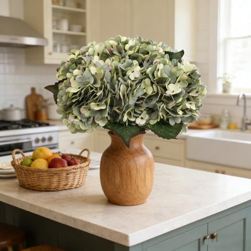 Kimura's Cabin 6pcs Hydrangea Artificial Flowers Fake Hydrangeas,Mint Green - Image 4