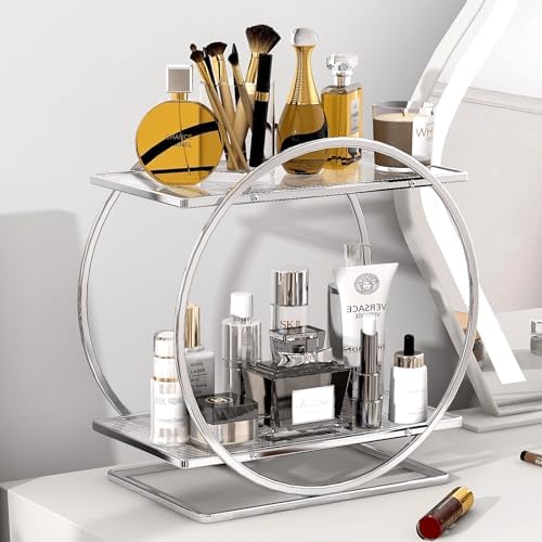 Makeup Perfume Organizer, Sliver 2-Tier Bathroom Counter Organizer by YIWANFW