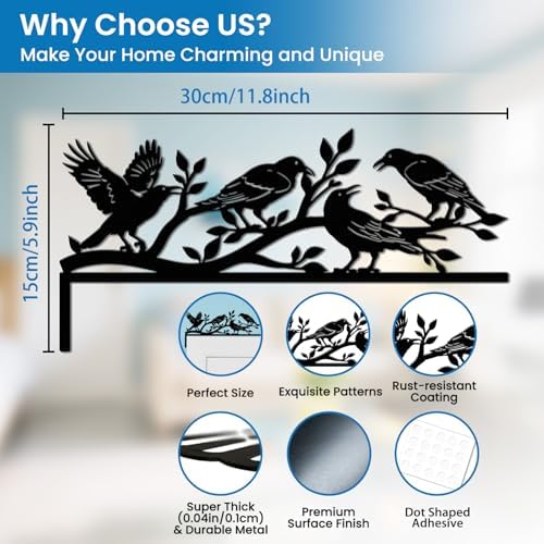 CUTHOLLOW Crow and Branch Door Topper Sign Metal Wall Art Decor - Image 2