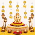 Lotus Hanging Wall Decor for Diwali Decoration, Home, Pooja Temple Set of 6 - Image 6