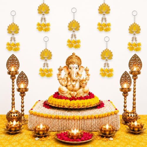 Lotus Hanging Wall Decor for Diwali Decoration, Home, Pooja Temple Set of 6 - Image 6